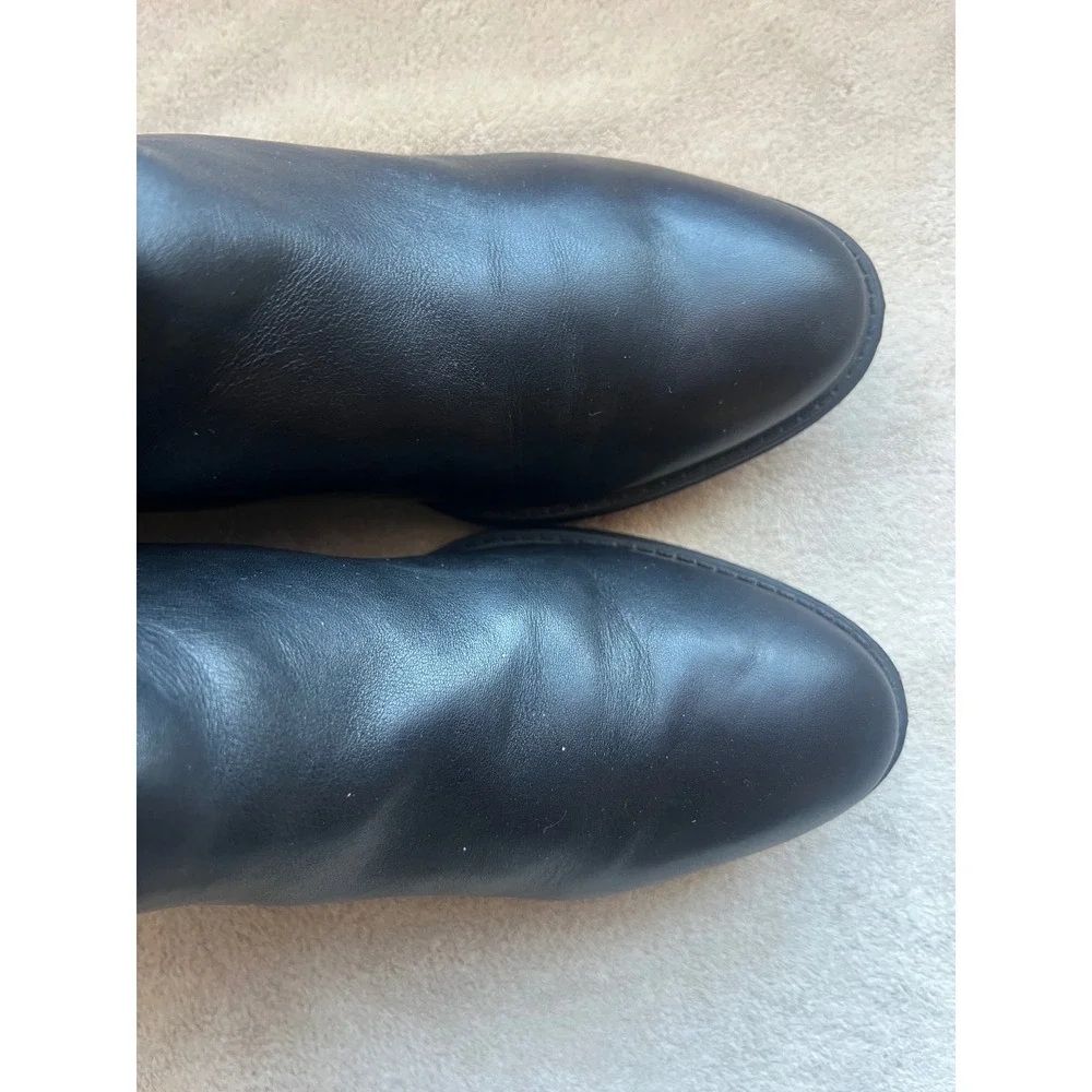 Sam Edelman Penny Riding Boots Black Leather‎ Knee High Back Zip Women 7.5M